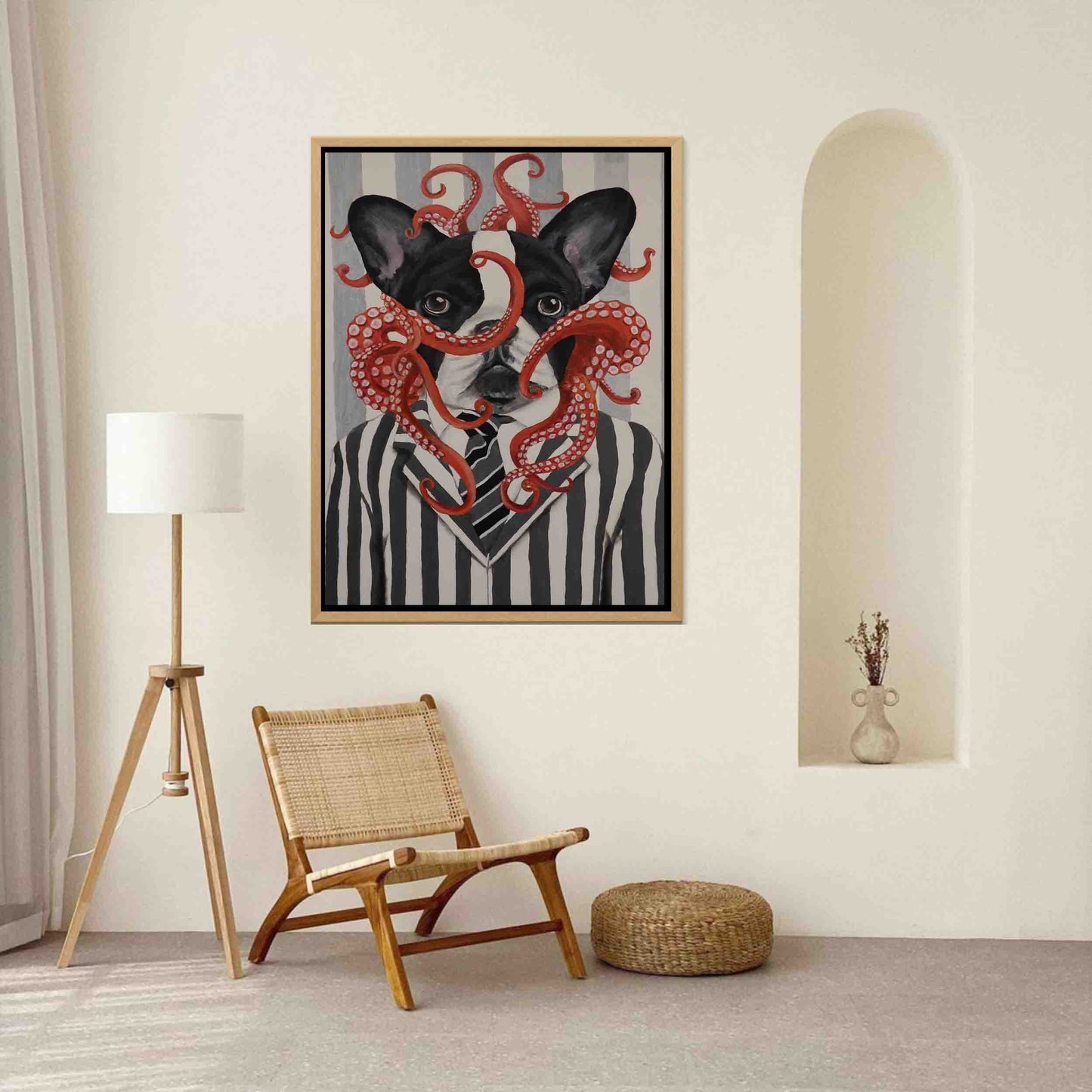 FRENCH BULLDOG WITH OCTOPUS | CANVAS