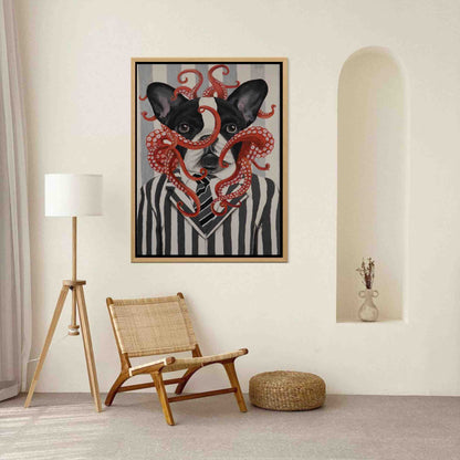 FRENCH BULLDOG WITH OCTOPUS | CANVAS