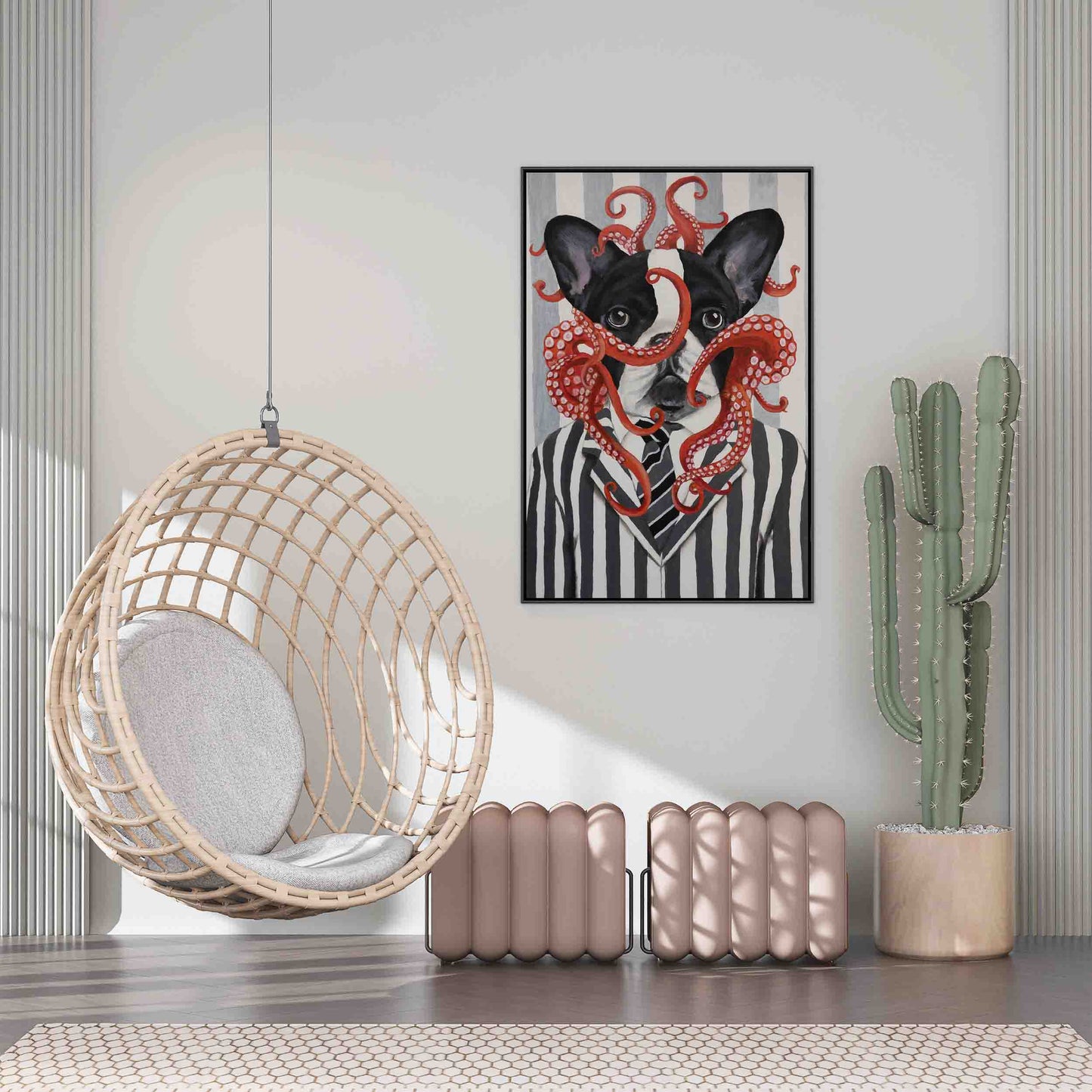 FRENCH BULLDOG WITH OCTOPUS | CANVAS