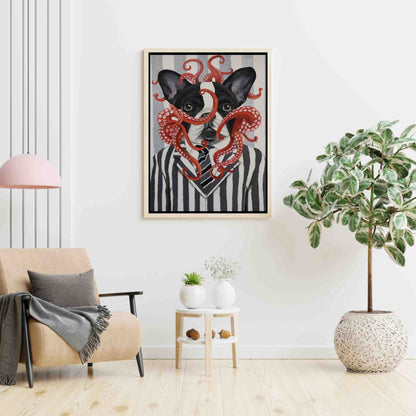 FRENCH BULLDOG WITH OCTOPUS | CANVAS