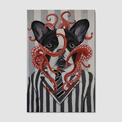 FRENCH BULLDOG WITH OCTOPUS | CANVAS
