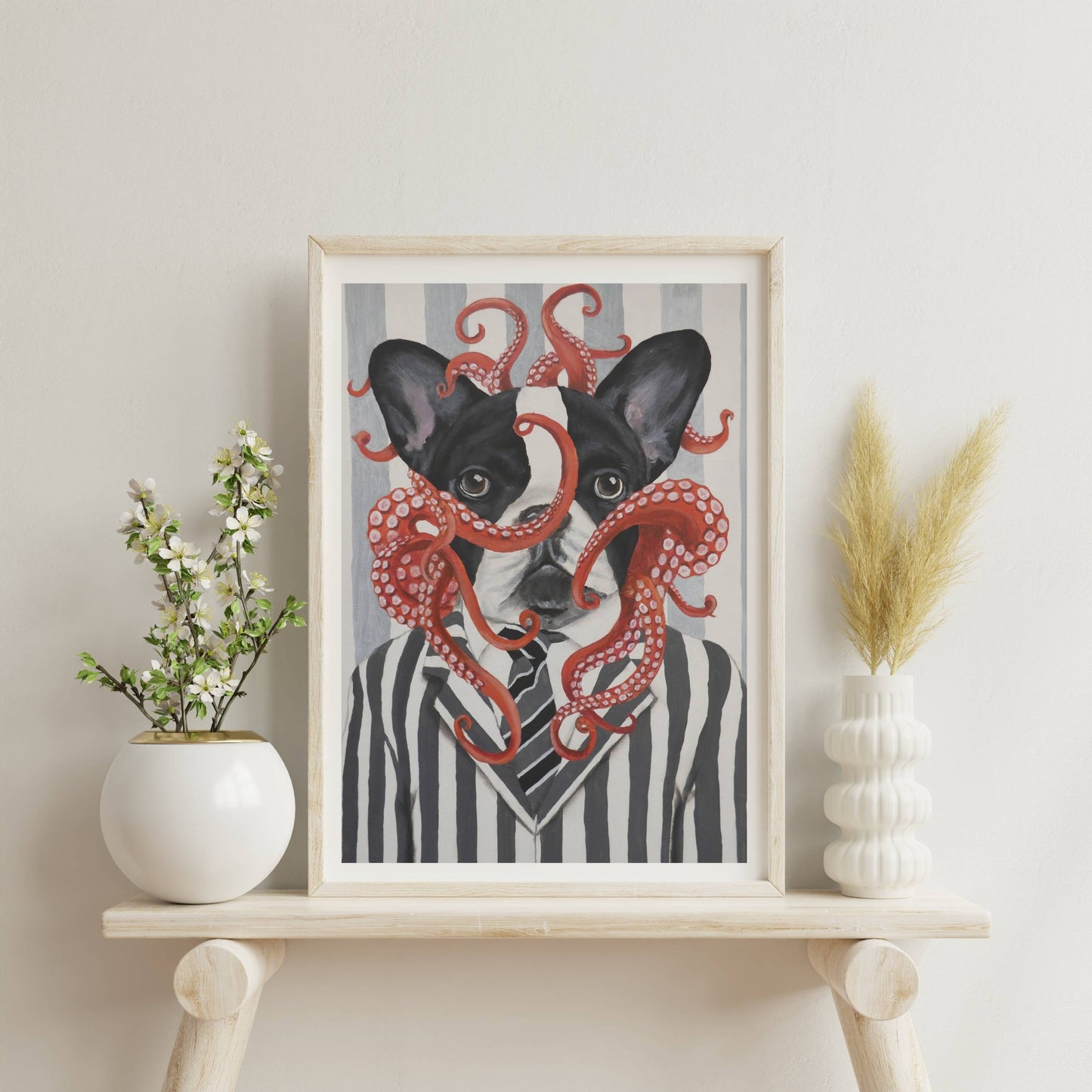 FRENCH BULLDOG WITH OCTOPUS | PRINT