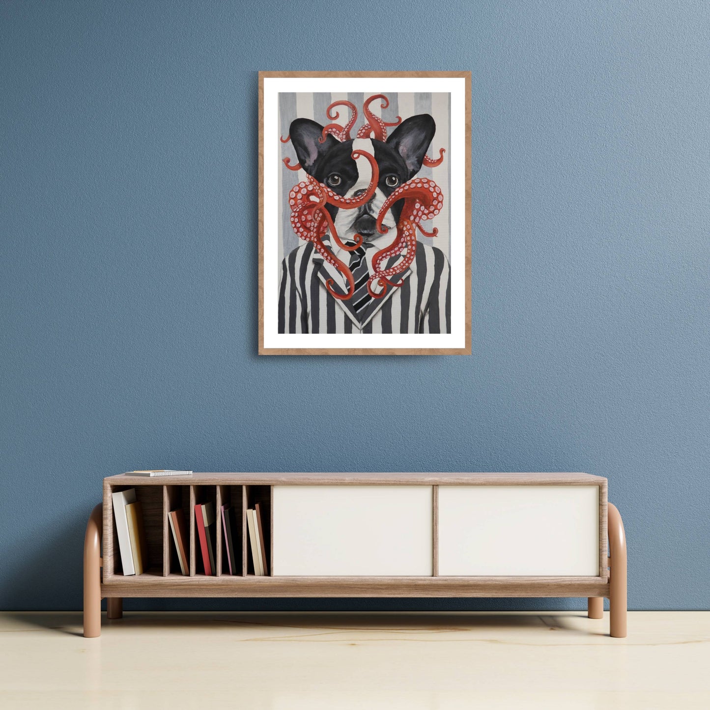 FRENCH BULLDOG WITH OCTOPUS | PRINT