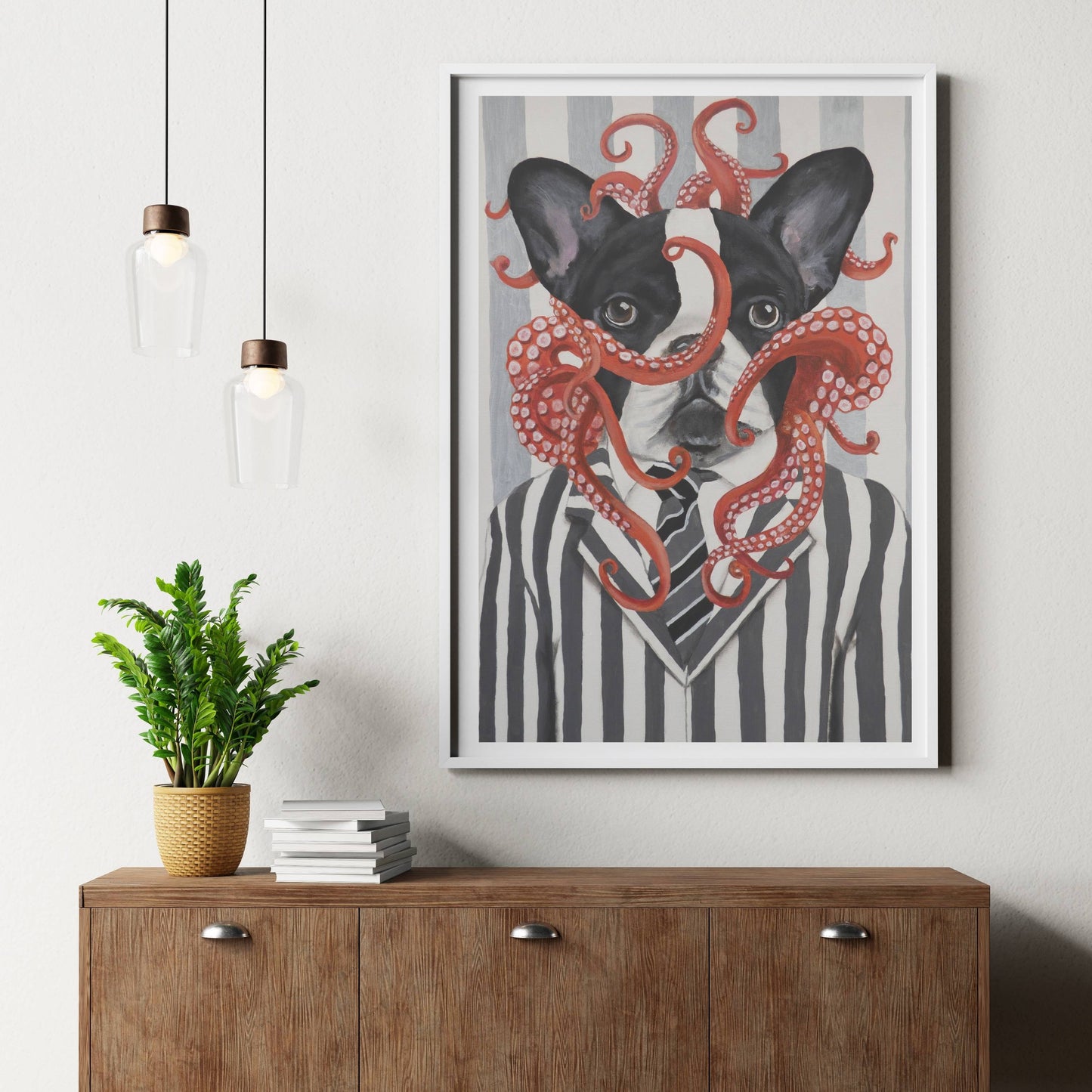 FRENCH BULLDOG WITH OCTOPUS | PRINT