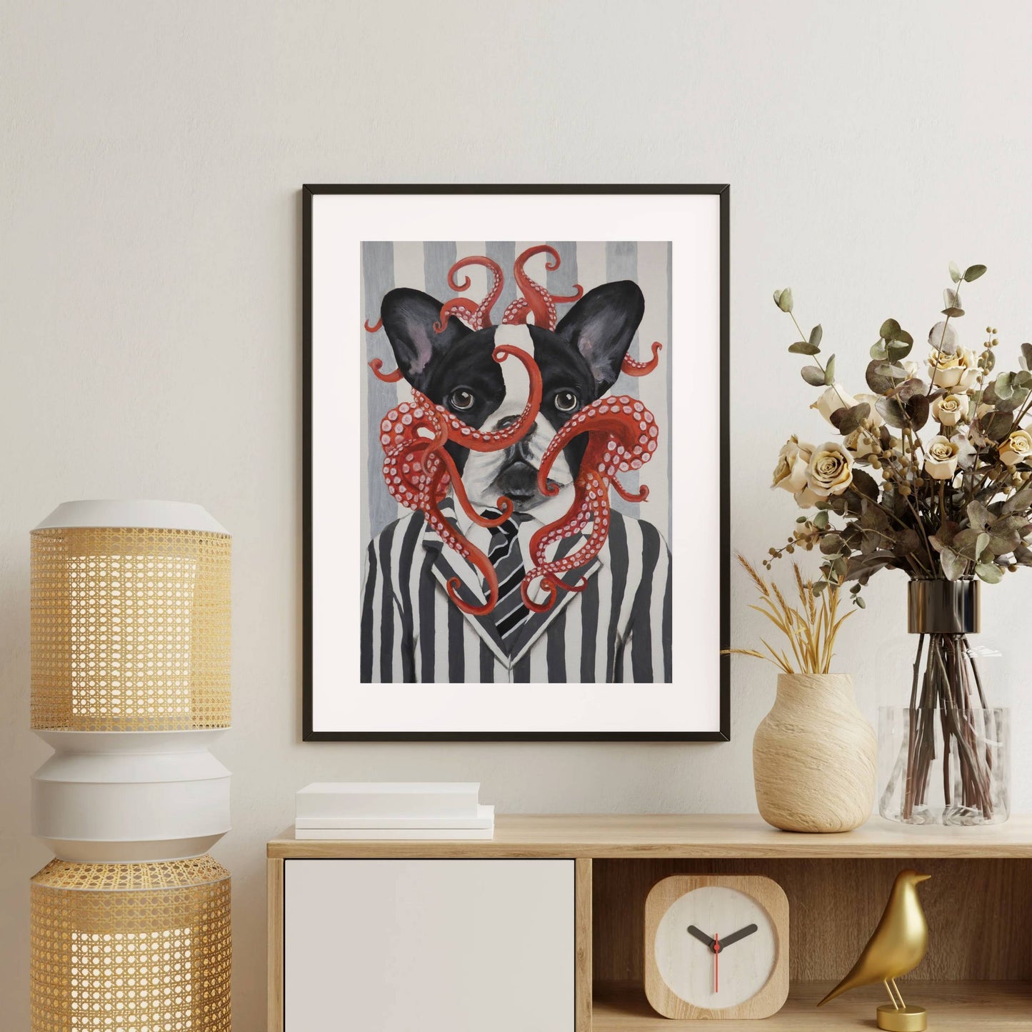 FRENCH BULLDOG WITH OCTOPUS | PRINT
