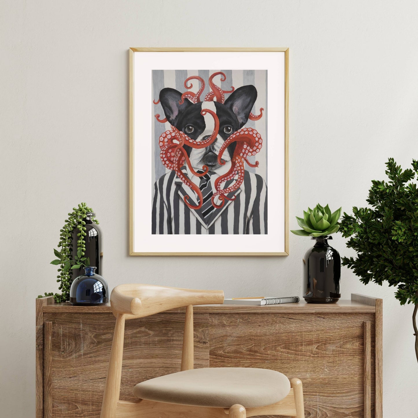 FRENCH BULLDOG WITH OCTOPUS | PRINT