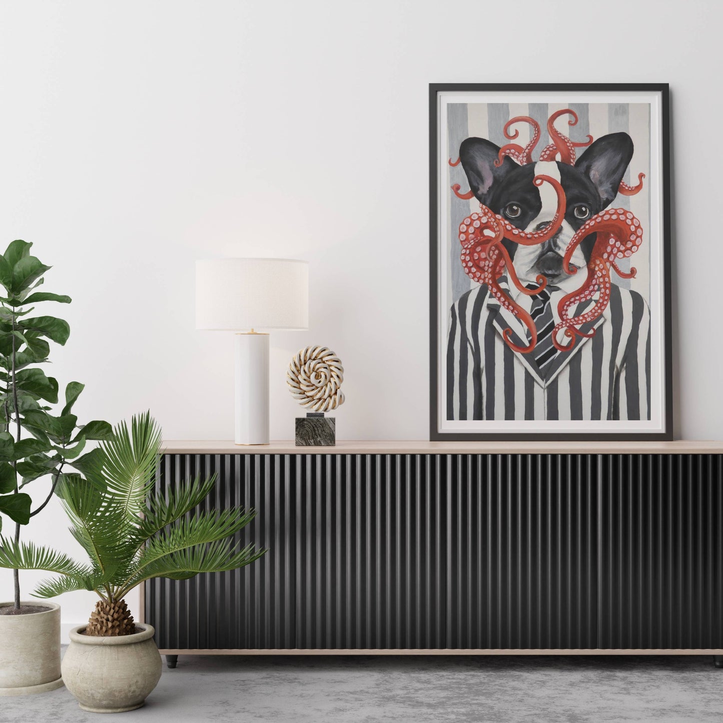 FRENCH BULLDOG WITH OCTOPUS | PRINT