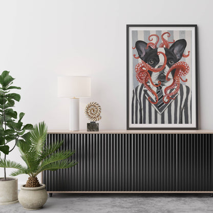 FRENCH BULLDOG WITH OCTOPUS | PRINT