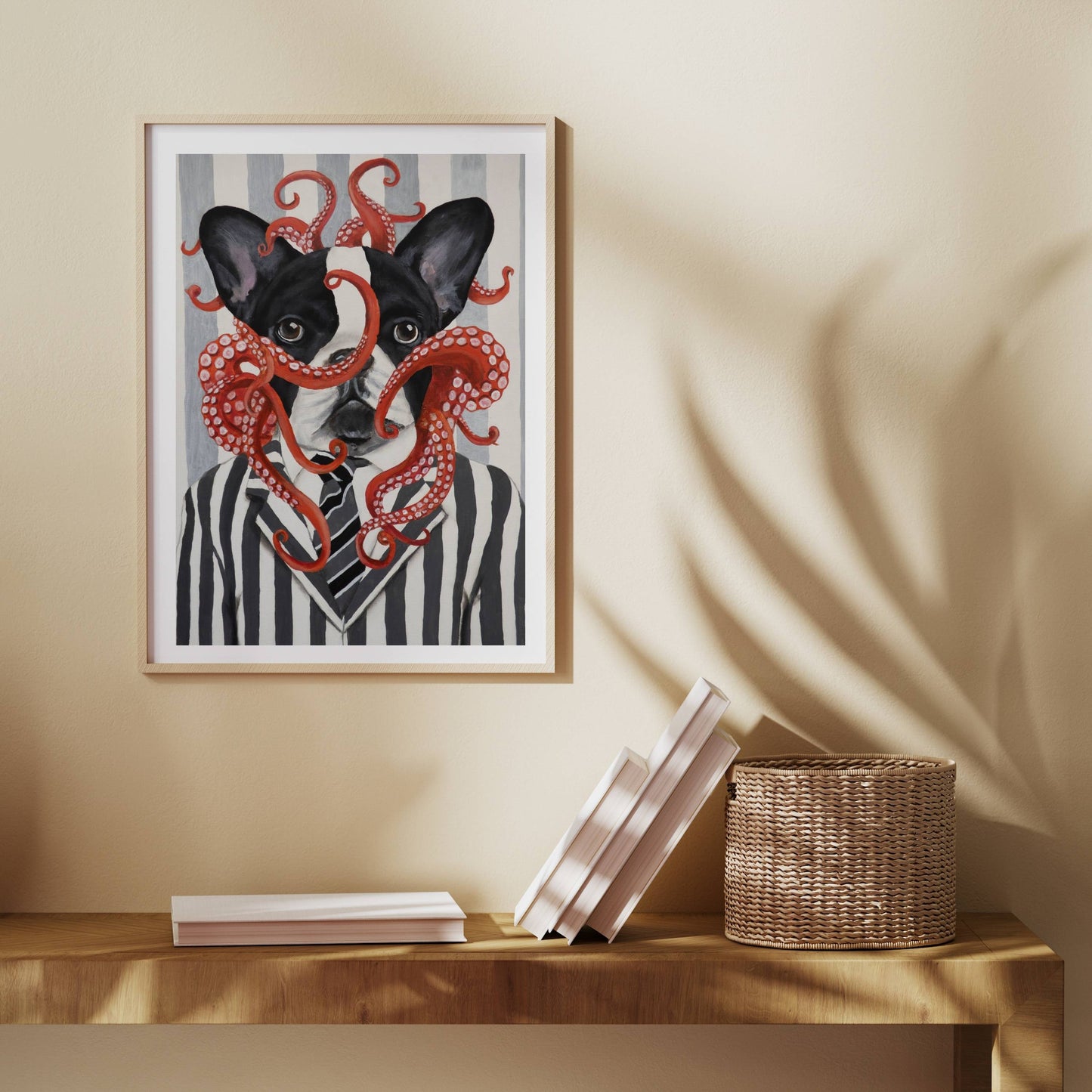 FRENCH BULLDOG WITH OCTOPUS | PRINT