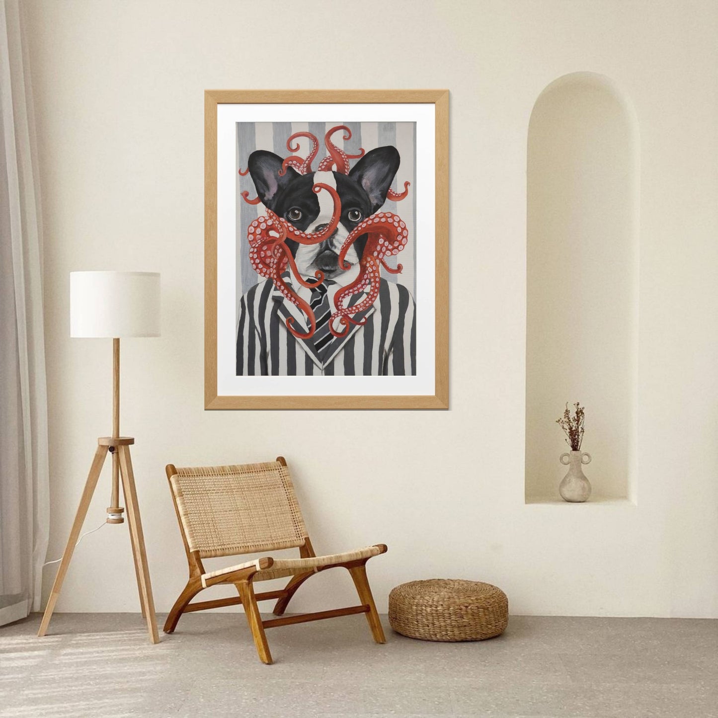 FRENCH BULLDOG WITH OCTOPUS | PRINT