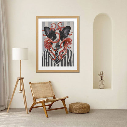 FRENCH BULLDOG WITH OCTOPUS | PRINT