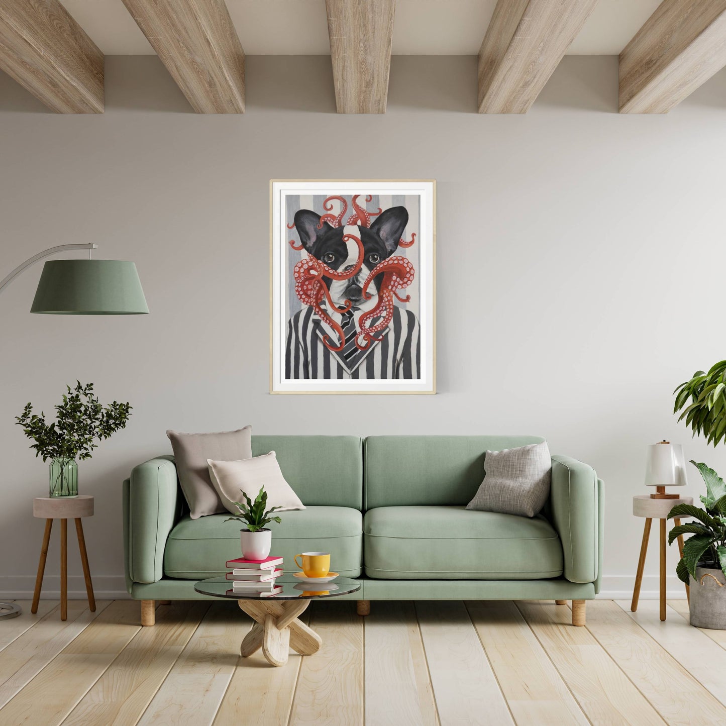 FRENCH BULLDOG WITH OCTOPUS | PRINT
