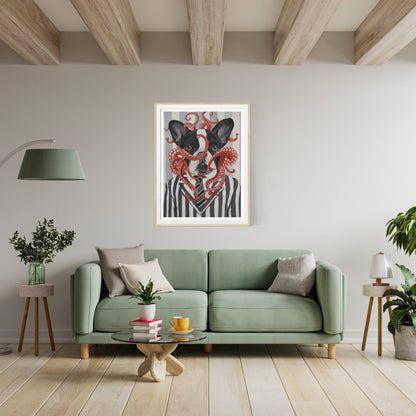 FRENCH BULLDOG WITH OCTOPUS | PRINT