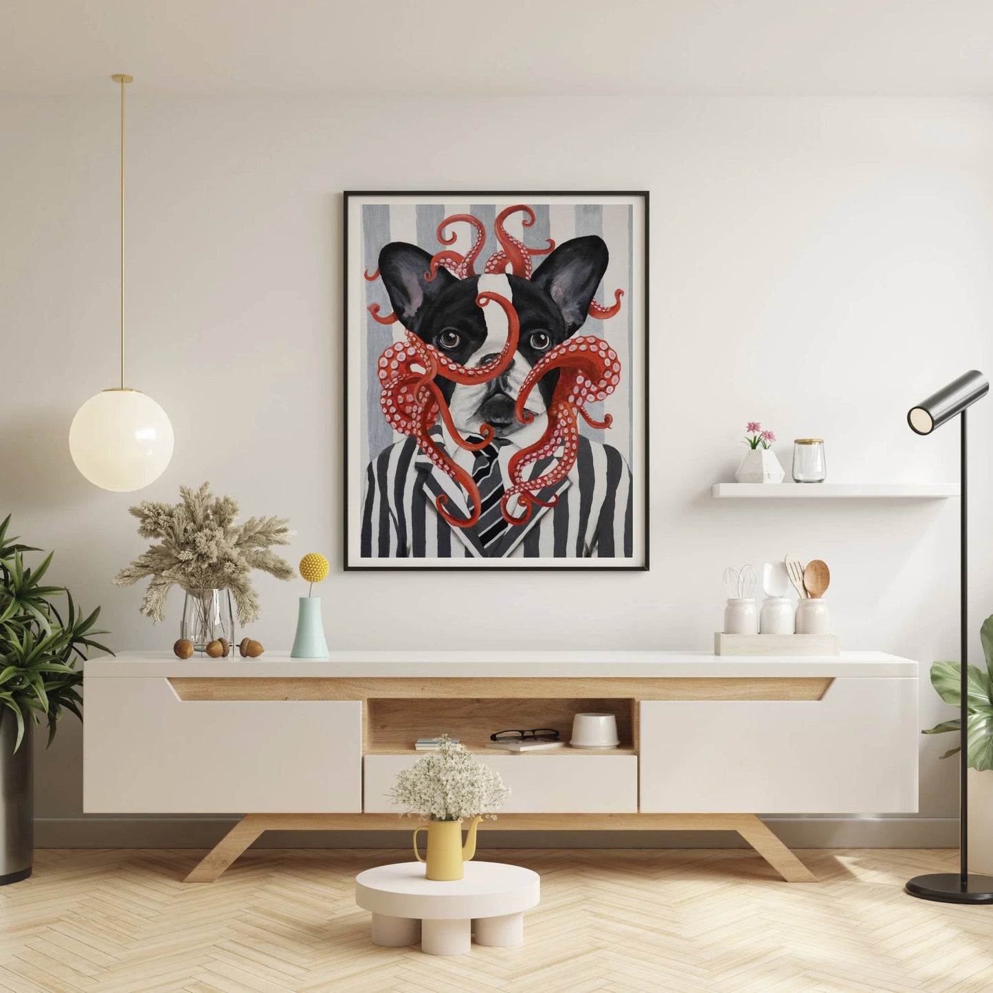 FRENCH BULLDOG WITH OCTOPUS | PRINT