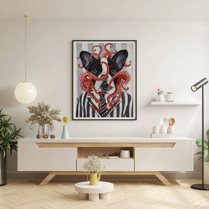 FRENCH BULLDOG WITH OCTOPUS | PRINT