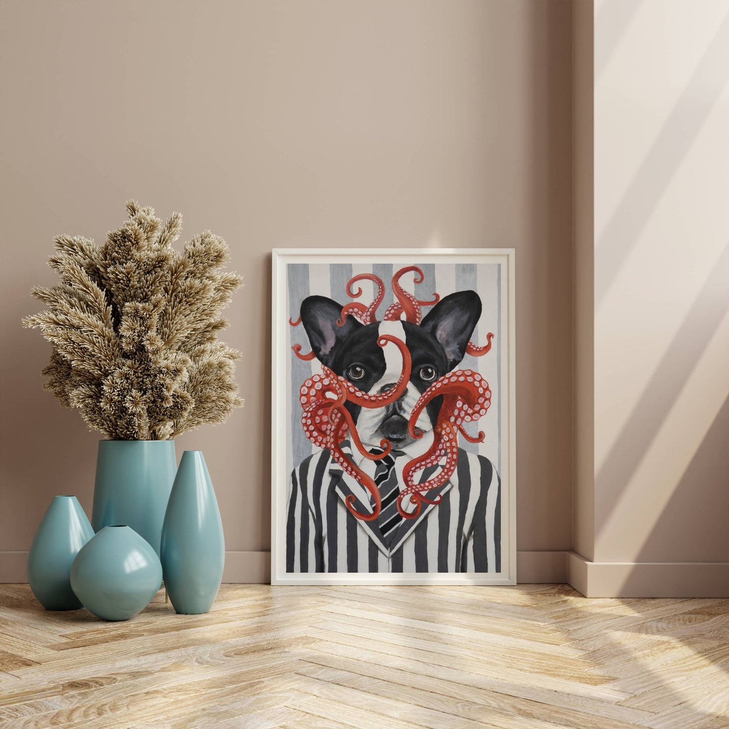 FRENCH BULLDOG WITH OCTOPUS | PRINT
