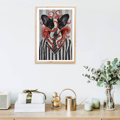 FRENCH BULLDOG WITH OCTOPUS | PRINT