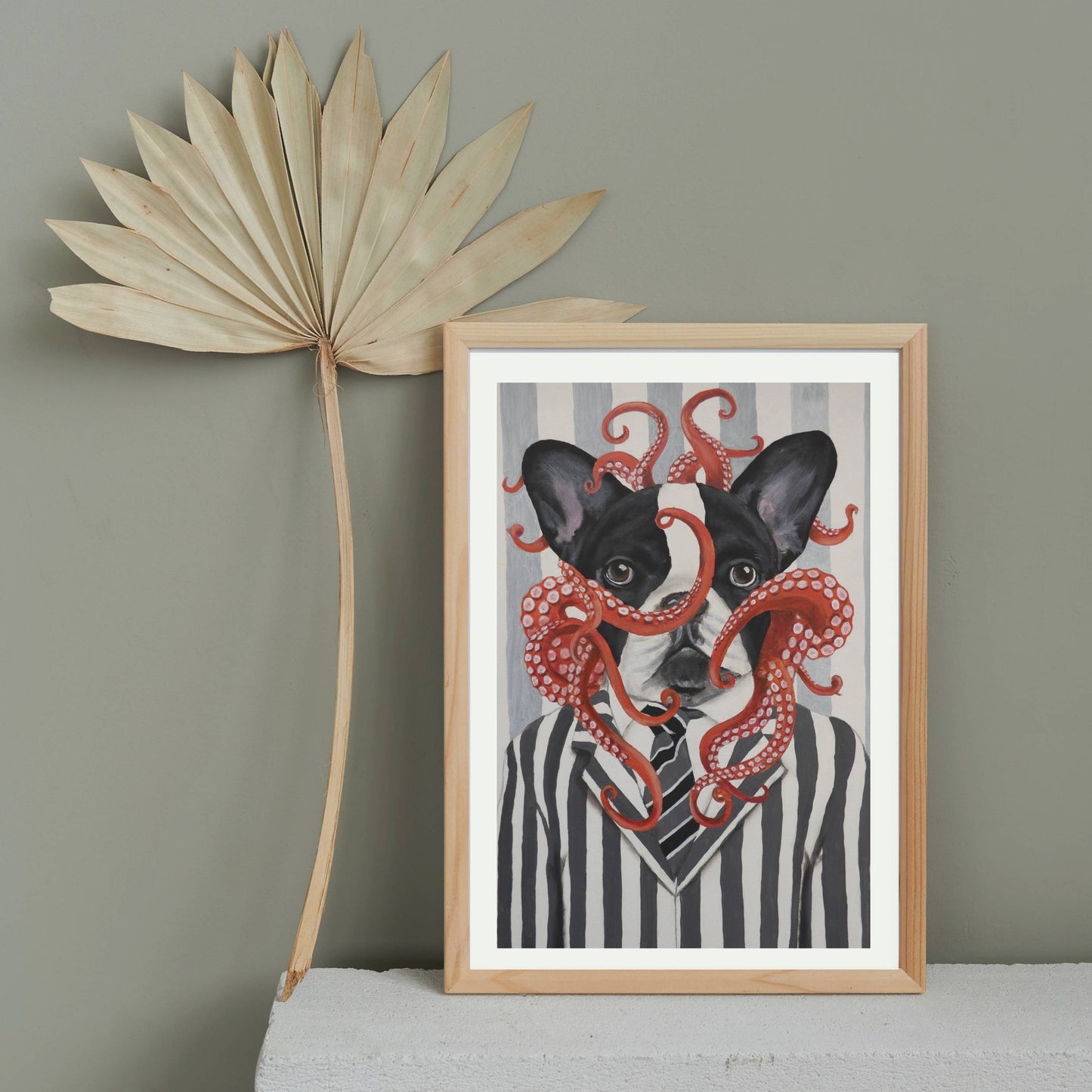 FRENCH BULLDOG WITH OCTOPUS | PRINT