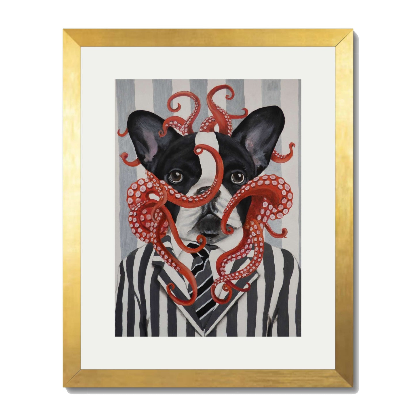 FRENCH BULLDOG WITH OCTOPUS | PRINT