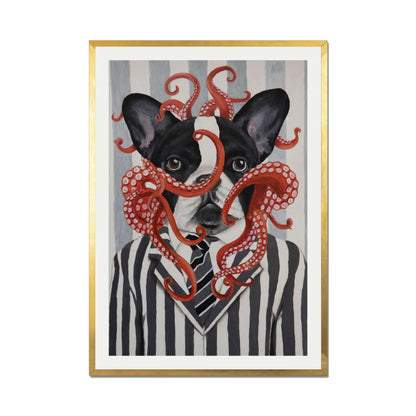 FRENCH BULLDOG WITH OCTOPUS | PRINT