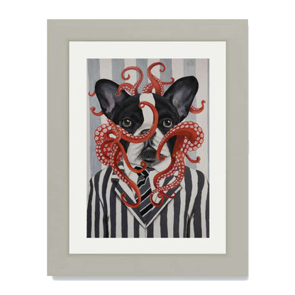 FRENCH BULLDOG WITH OCTOPUS | PRINT