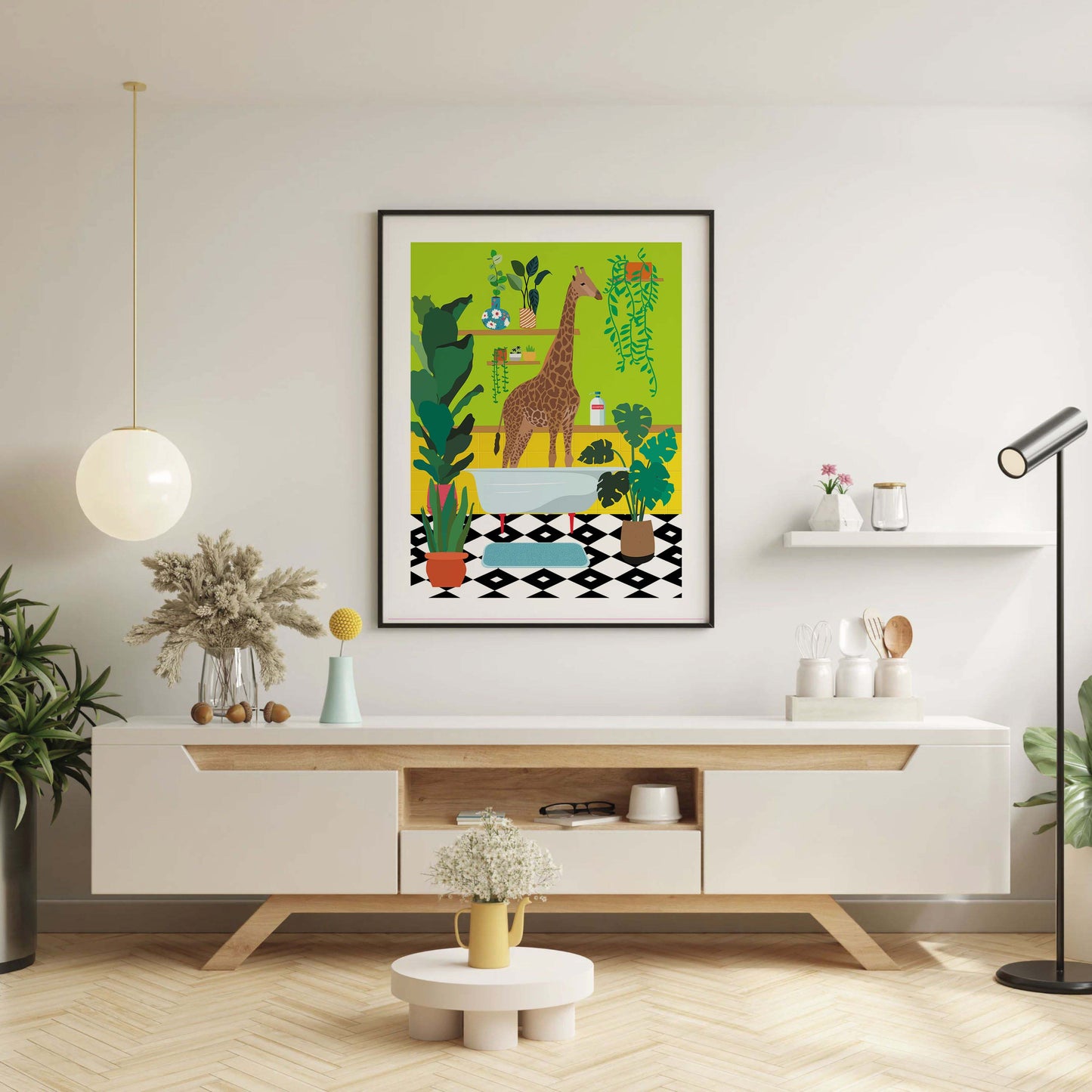 GIRAFFE BATHTIME | PRINT
