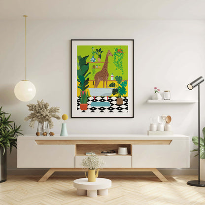 GIRAFFE BATHTIME | PRINT