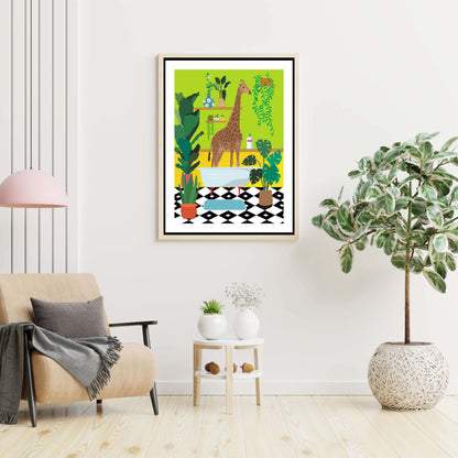GIRAFFE BATHTIME | CANVAS