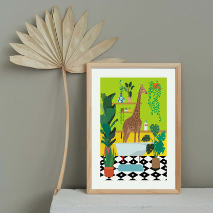 GIRAFFE BATHTIME | PRINT