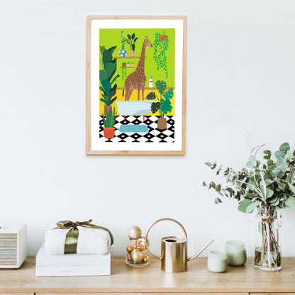 GIRAFFE BATHTIME | PRINT