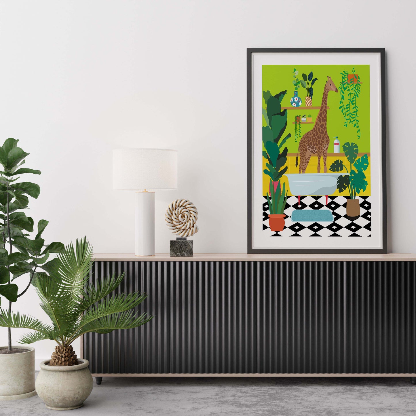 GIRAFFE BATHTIME | PRINT
