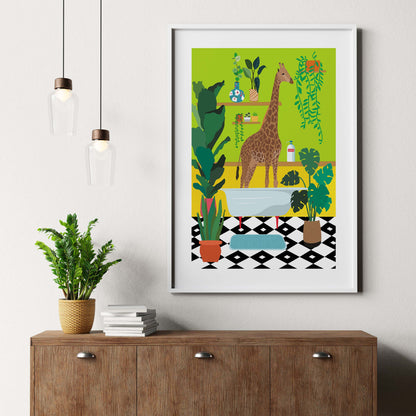 GIRAFFE BATHTIME | PRINT