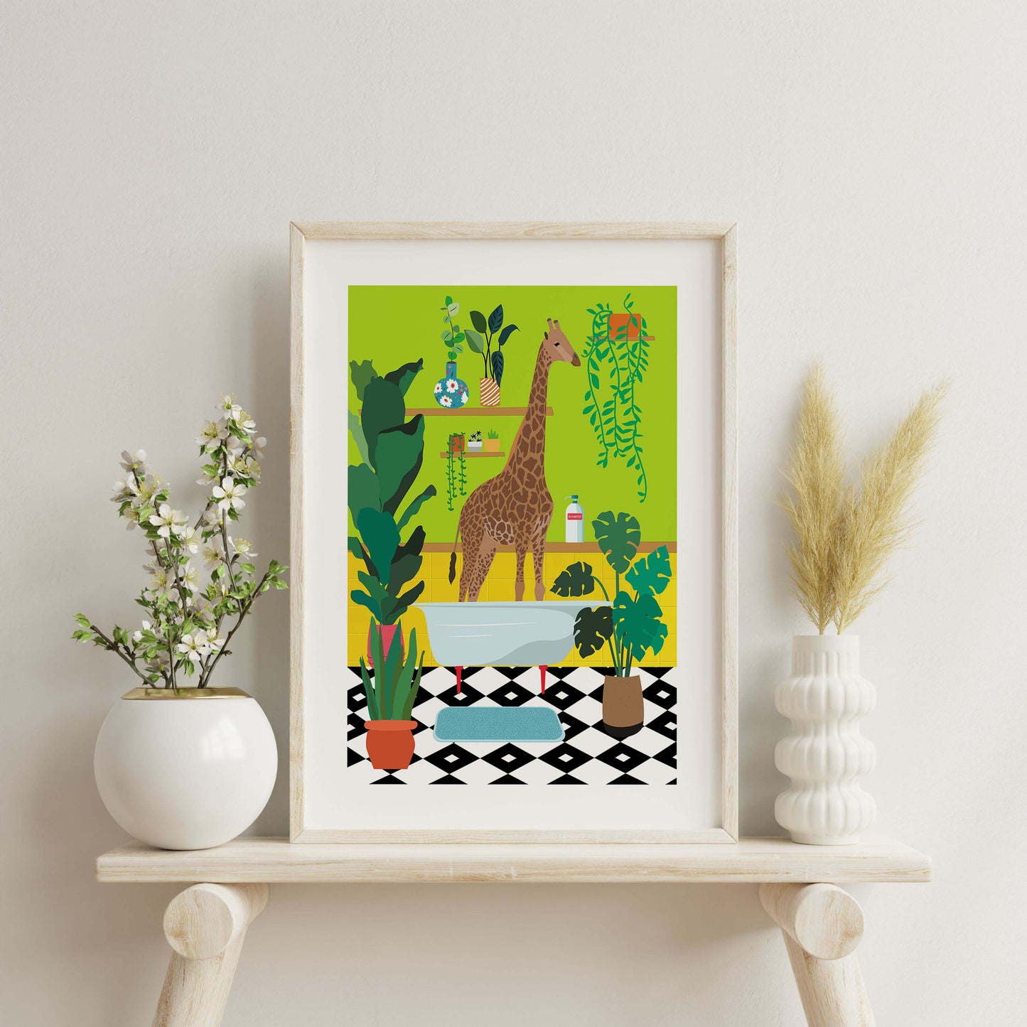 GIRAFFE BATHTIME | PRINT