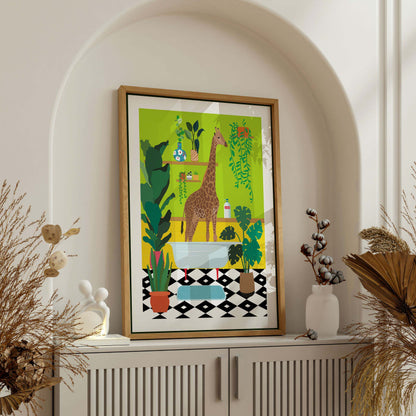 GIRAFFE BATHTIME | CANVAS