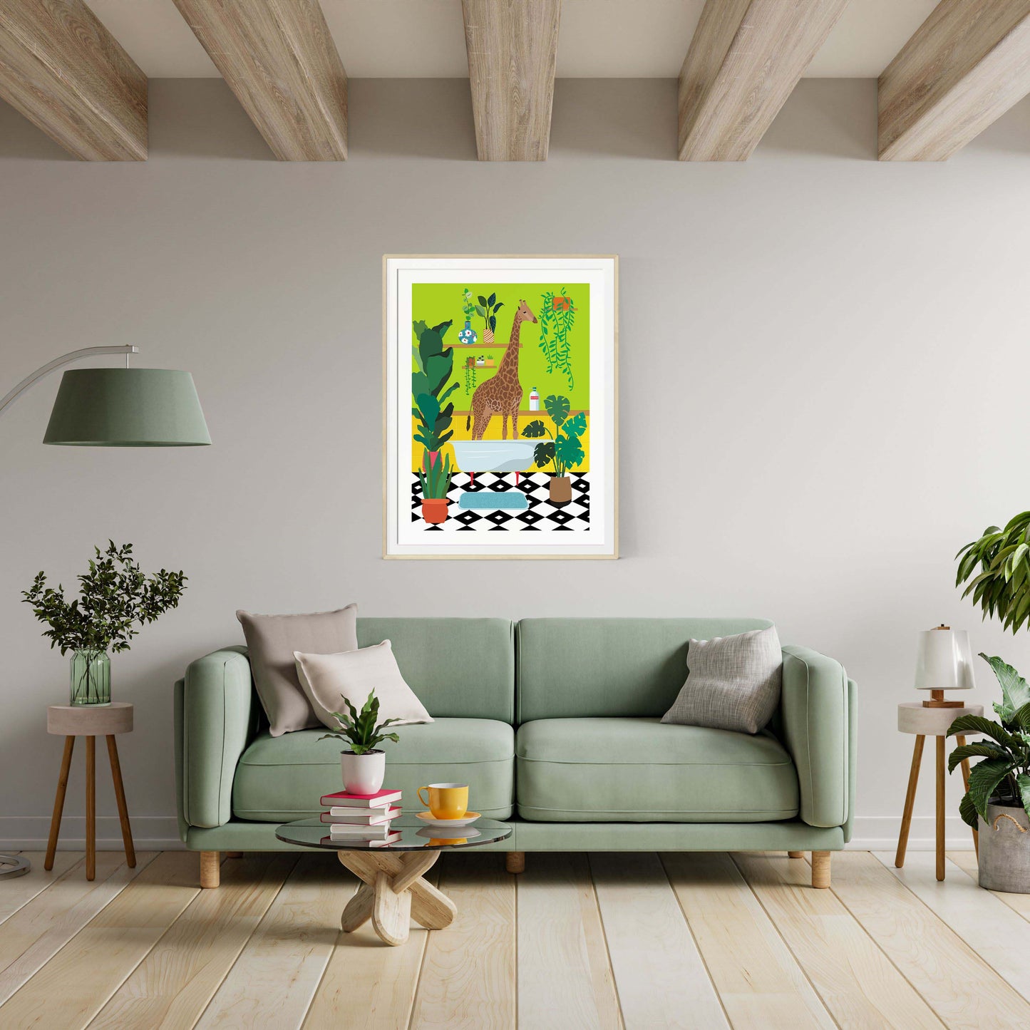 GIRAFFE BATHTIME | PRINT