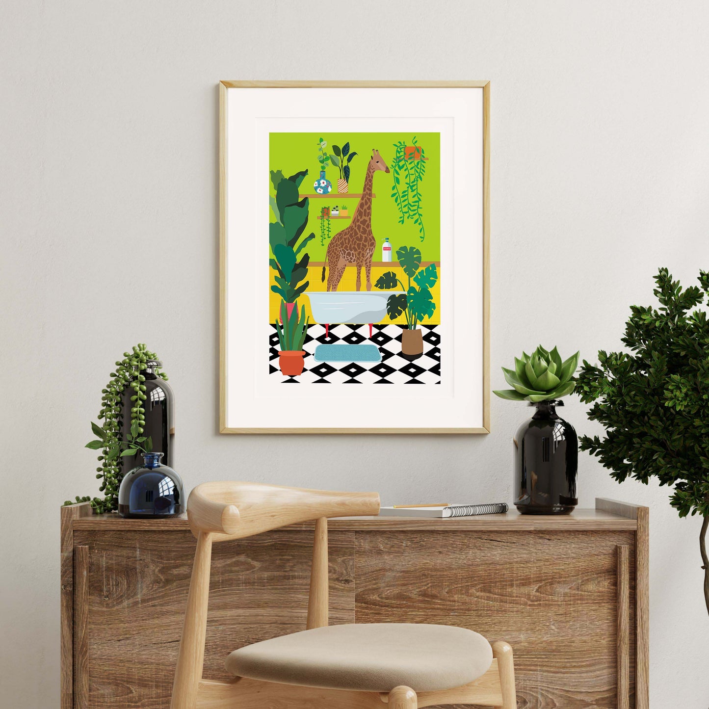 GIRAFFE BATHTIME | PRINT