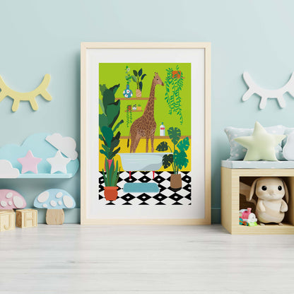 GIRAFFE BATHTIME | PRINT