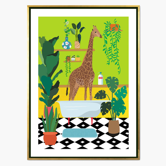 GIRAFFE BATHTIME | CANVAS