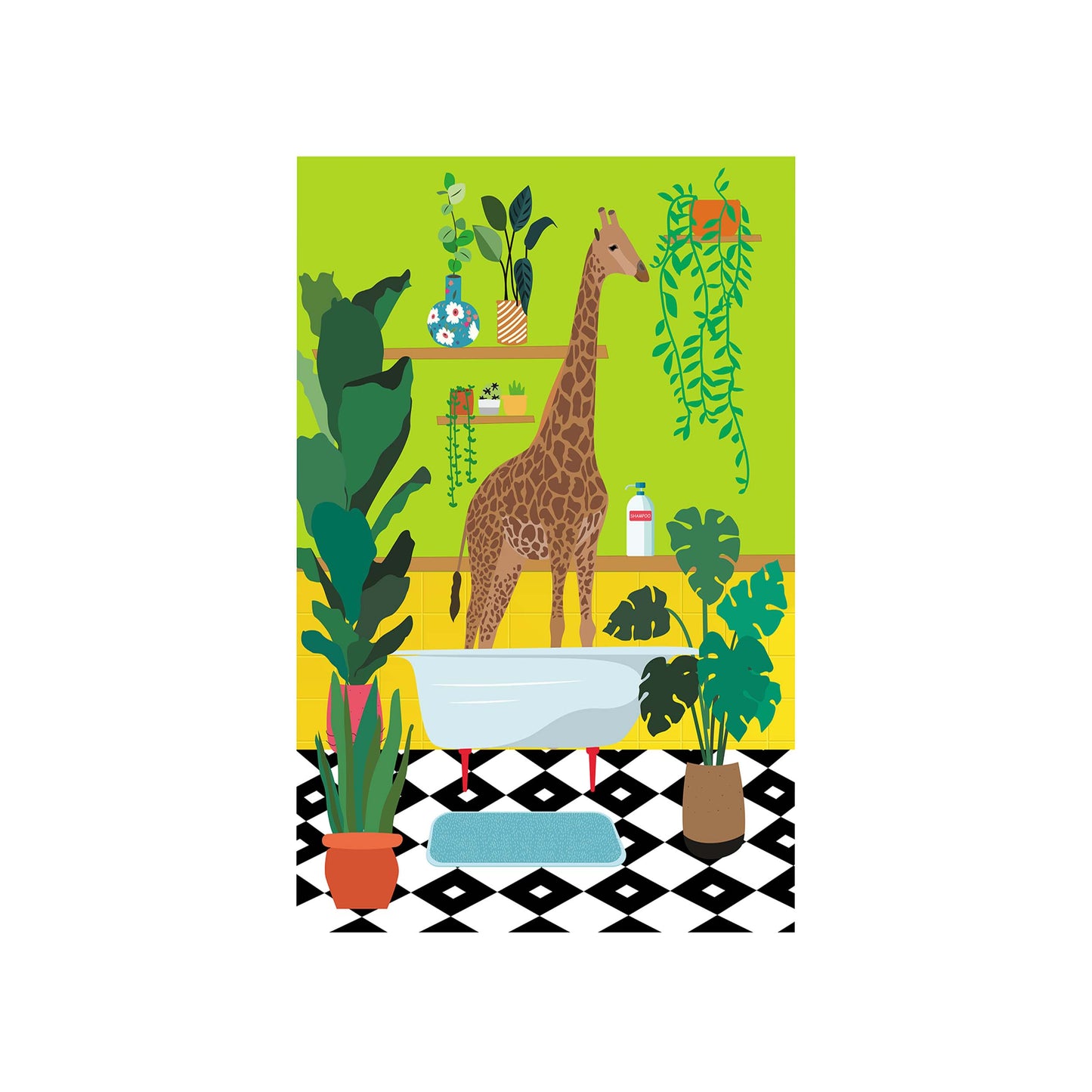 GIRAFFE BATHTIME | PRINT