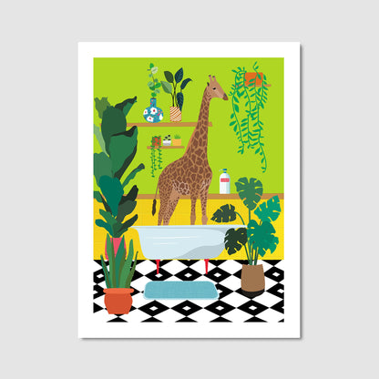 GIRAFFE BATHTIME | CANVAS
