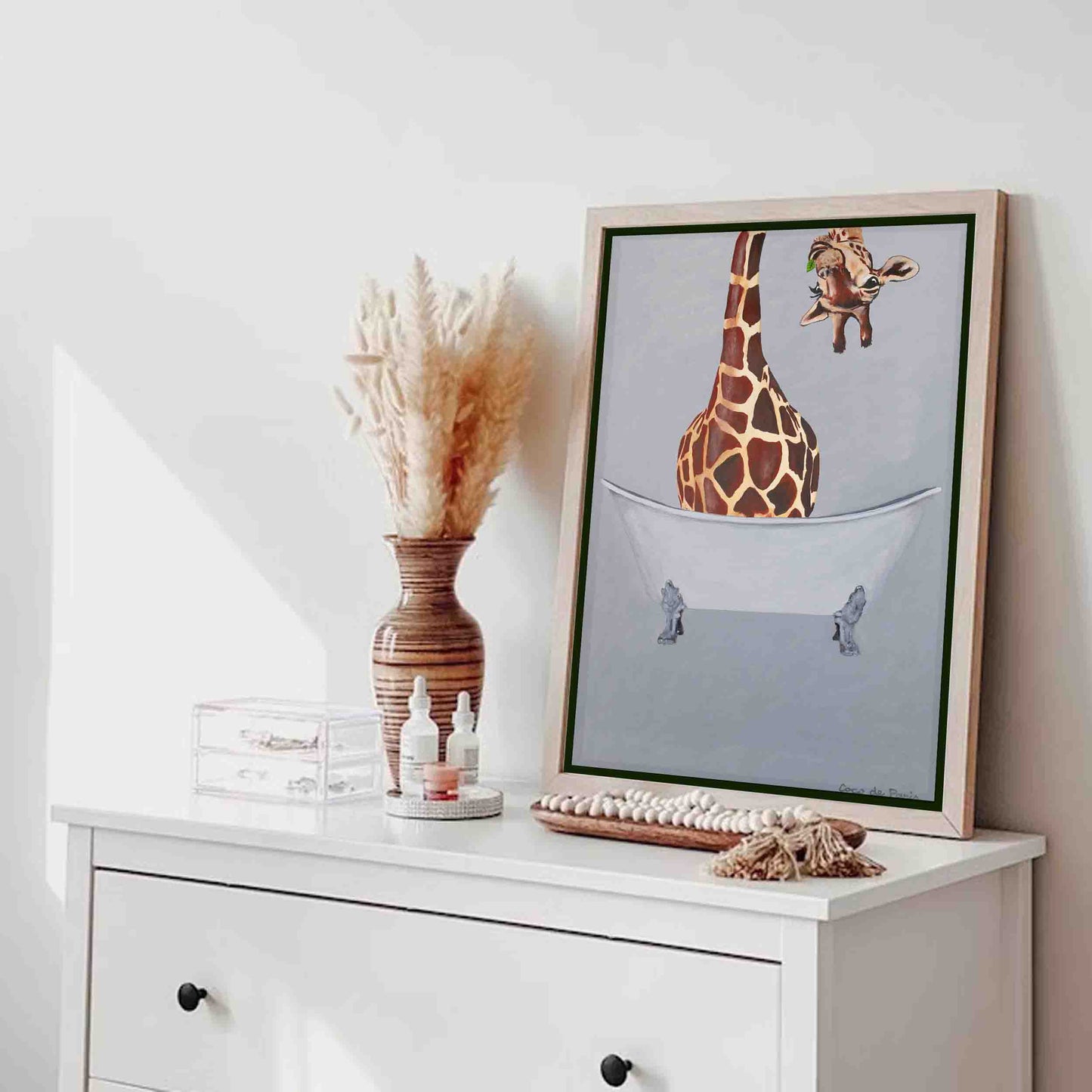 GIRAFFE IN BATHTUB | CANVAS