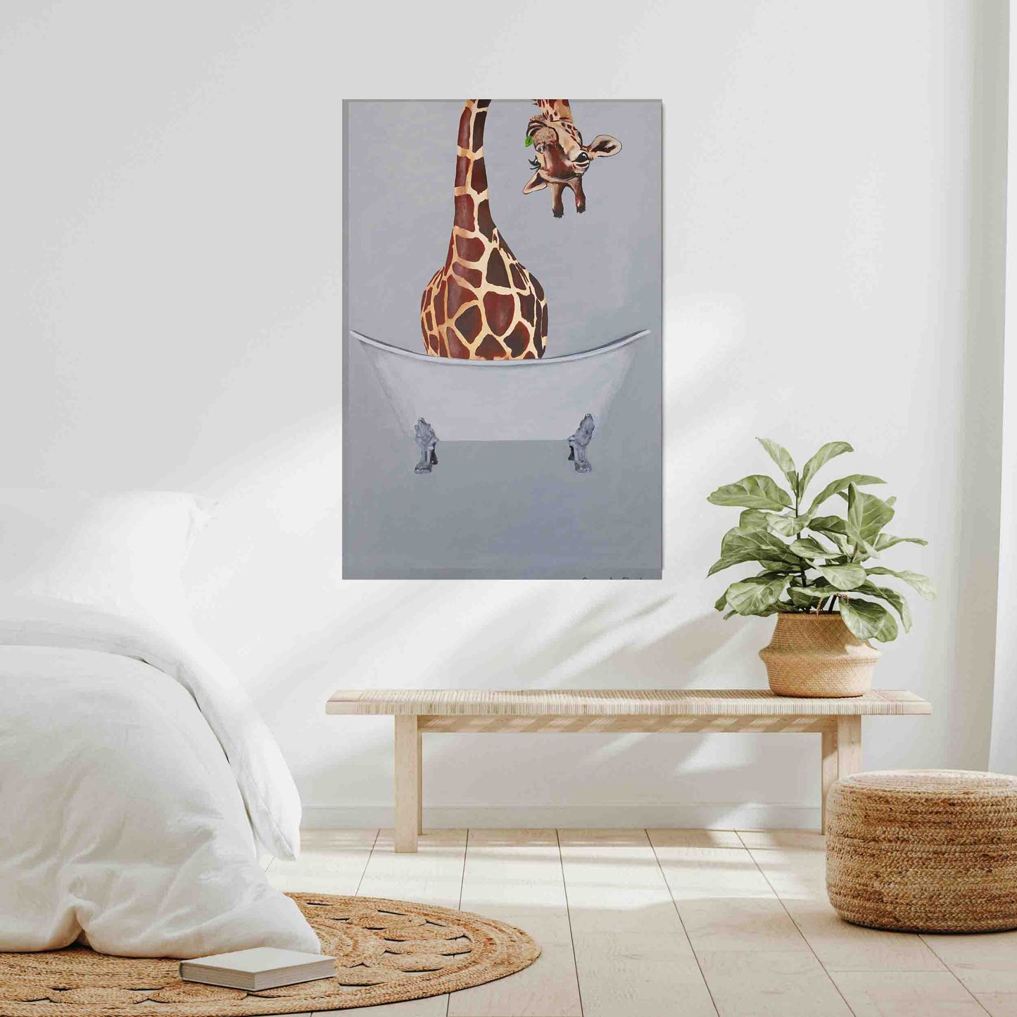 GIRAFFE IN BATHTUB | CANVAS