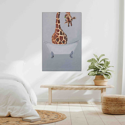 GIRAFFE IN BATHTUB | CANVAS