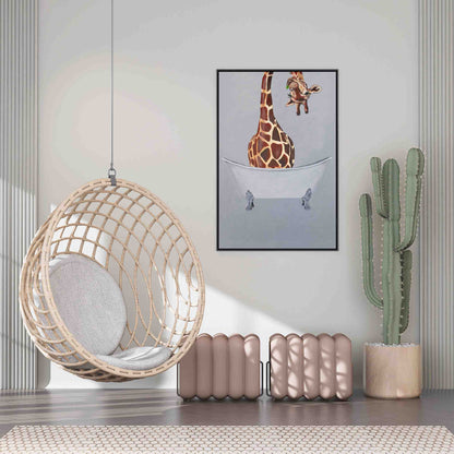 GIRAFFE IN BATHTUB | CANVAS