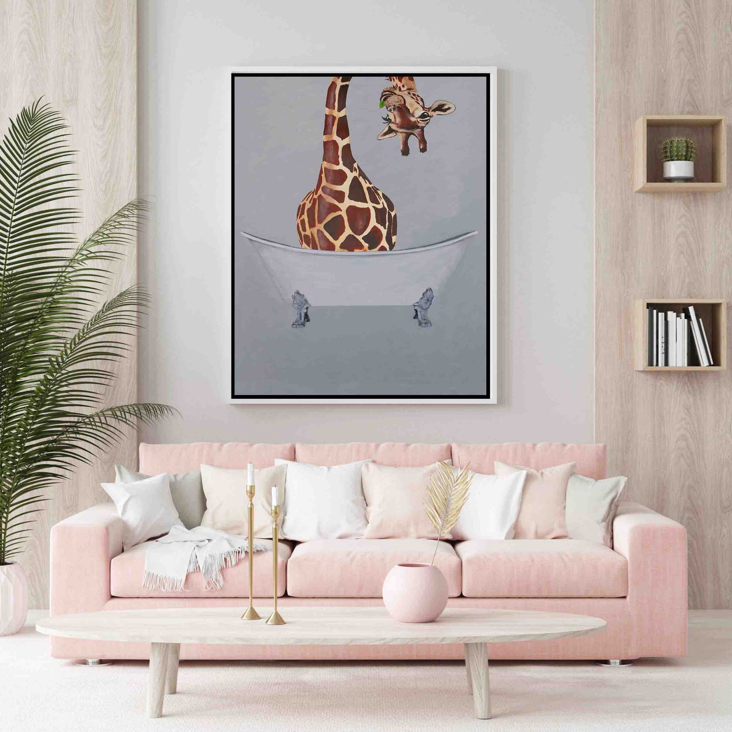 GIRAFFE IN BATHTUB | CANVAS