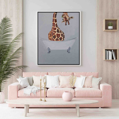 GIRAFFE IN BATHTUB | CANVAS