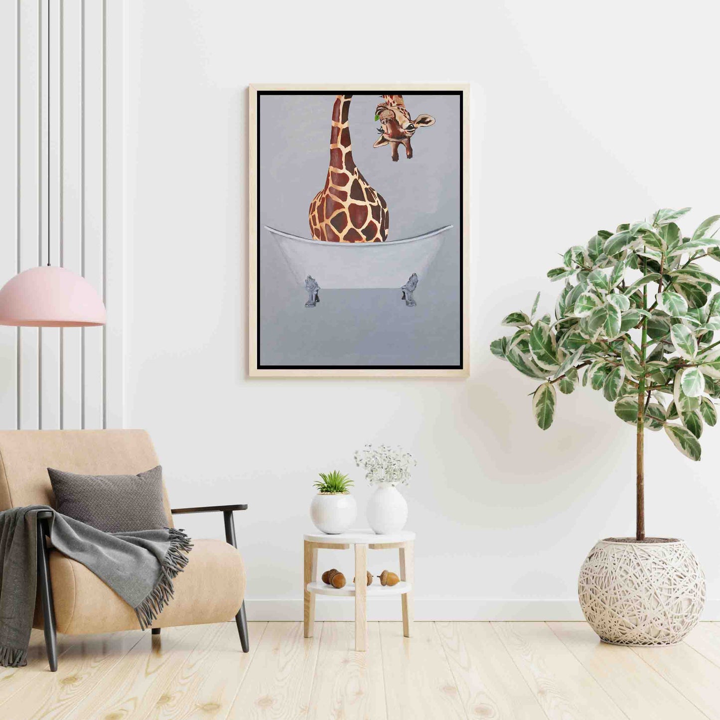 GIRAFFE IN BATHTUB | CANVAS