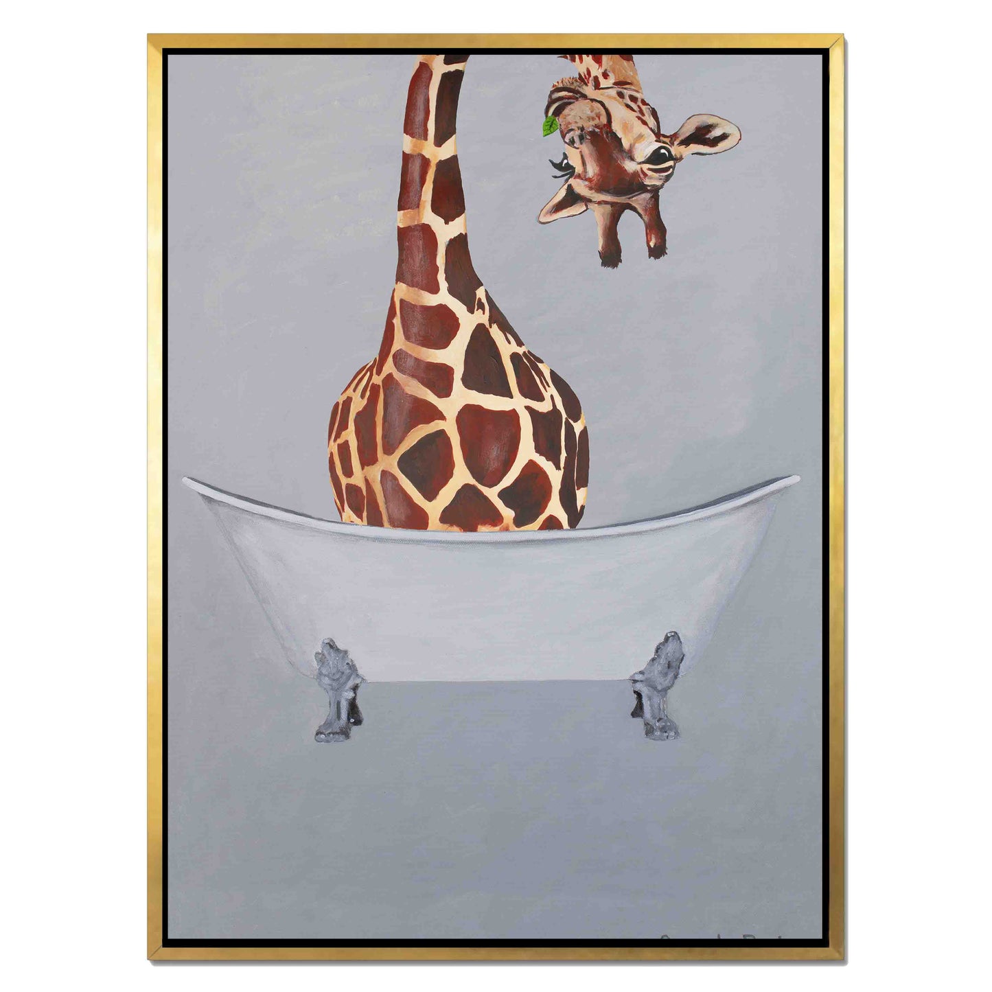 GIRAFFE IN BATHTUB | CANVAS
