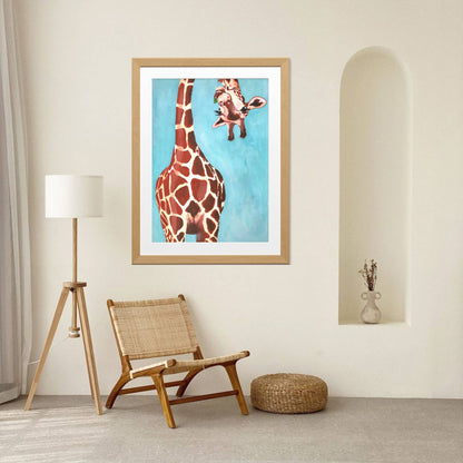 GIRAFFE WITH GREEN LEAVE | PRINT