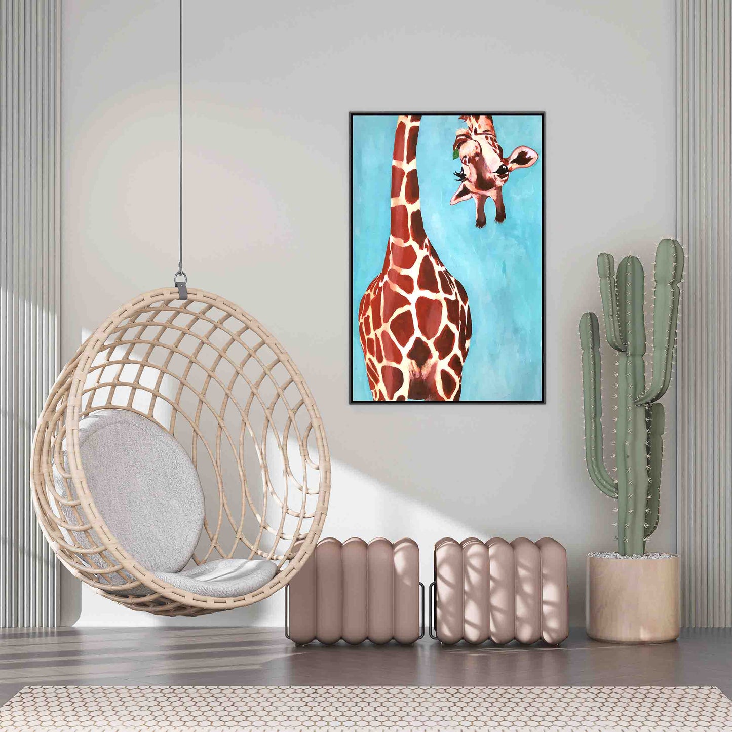 GIRAFFE WITH GREEN LEAVE | CANVAS